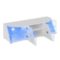 Emory High Gloss TV Stand With 2 Doors In White And LED