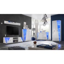 Emory High Gloss TV Stand With 2 Doors In White And LED