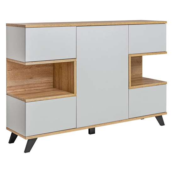 Barrie Wooden Sideboard With 5 Doors In Matt Grey