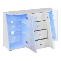 Emory High Gloss Sideboard 2 Doors 4 Drawers In White With LED