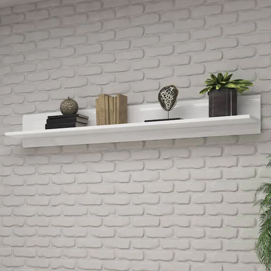 Trail High Gloss Wall Shelf 160cm In White