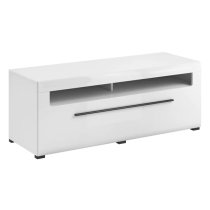 Trail High Gloss TV Stand With 1 Drawer In White And LED