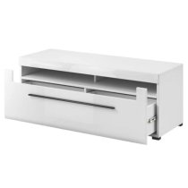 Trail High Gloss TV Stand With 1 Drawer In White And LED