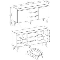 Newry High Gloss Sideboard With 2 Doors 3 Drawers In White