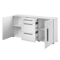 Trail High Gloss Sideboard With 2 Doors 3 Drawers In White