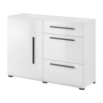 Trail High Gloss Sideboard With 1 Door 3 Drawers In White