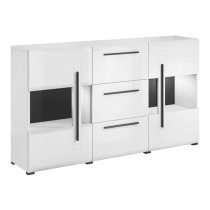 Trail High Gloss Sideboard 2 Doors 3 Drawers In White With LED