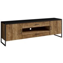 Tinley TV Stand Wide 2 Doors 2 Drawers In Canyon Oak With LED