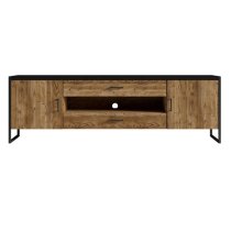 Tinley TV Stand Wide 2 Doors 2 Drawers In Canyon Oak With LED