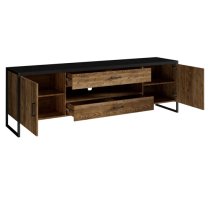 Tinley TV Stand Wide 2 Doors 2 Drawers In Canyon Oak With LED