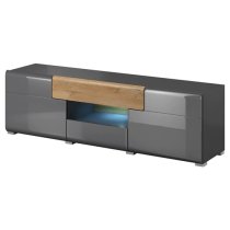 Torino High Gloss TV Stand In Grey And San Remo Oak And LED