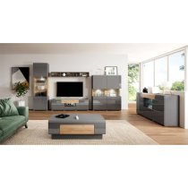 Torino High Gloss TV Stand In Grey And San Remo Oak And LED