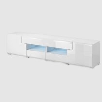 Torino High Gloss TV Stand Wide In White With LED