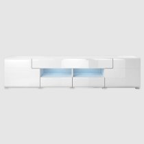 Torino High Gloss TV Stand Wide In White With LED