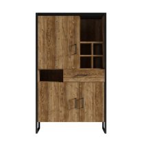 Tinley Highboard With 3 Doors 1 Drawer In Canyon Oak And LED