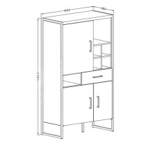 Tinley Highboard With 3 Doors 1 Drawer In Canyon Oak And LED