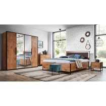 Logan Wooden Double Bed With Storage In Lancelot Oak