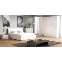 Iowa High Gloss Ottoman King Size Bed In White