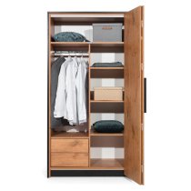 Logan Wooden Wardrobe Right With 1 Folding Door In Lancelot Oak