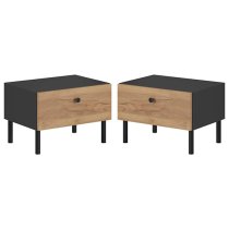 Davis Set Of 2 Wooden Bedside Cabinet In Golden Oak