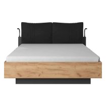 Davis Wooden Ottoman King Size Bed In Golden Oak And LED