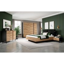 Davis Wooden Ottoman King Size Bed In Golden Oak And LED