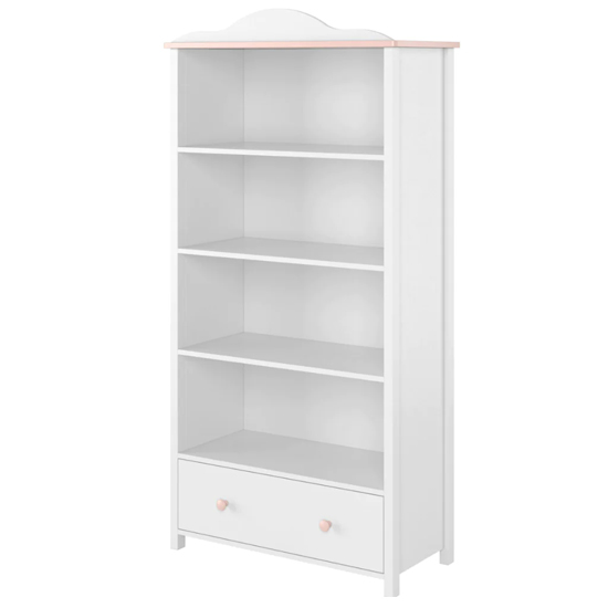 Lenoir Kids Wooden Bookcase With 3 Shelves In Matt White