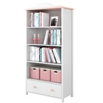 Lenoir Kids Wooden Bookcase With 3 Shelves In Matt White