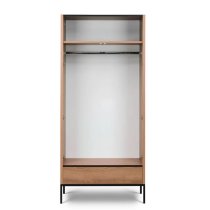 Lowell Wooden Wardrobe With 2 Hinged Doors In Caramel Oak