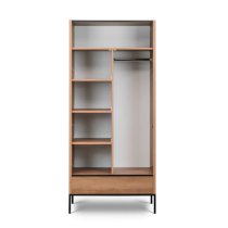 Lowell Wooden Wardrobe With 2 Doors 5 Shelves In Caramel Oak