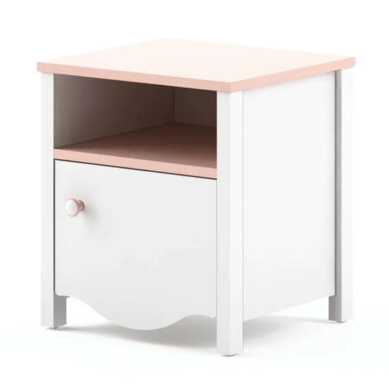 Merrill Kids Wooden Bedside Cabinet With 1 Door In Matt White