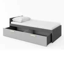 Pearl Kids Wooden Single Bed With Drawer In Graphite