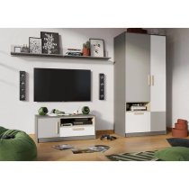 Pearl Kids Wooden TV Stand With 1 Door 1 Drawer In Graphite