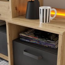 Quincy Kids Wooden Bedside Cabinet In Artisan Oak And LED