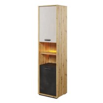 Quincy Kids Wooden Storage Cabinet Tall In Artisan Oak And LED