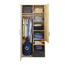 Quincy Kids Wooden Wardrobe With 2 Doors In Artisan Oak And LED