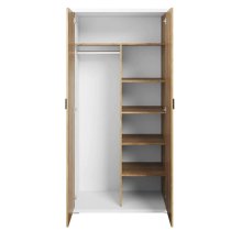 Minot Kids Wooden Wardrobe With 2 Doors In Natural Hickory Oak