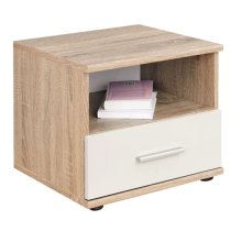 Dania Kids Bedside Cabinet In Matt White And Sonoma Oak