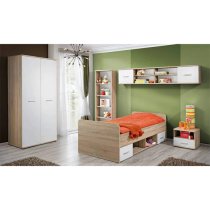 Dania Kids Computer Desk 1 Door In Matt White And Sonoma Oak