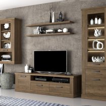 Calgary Wooden Wall Shelf 140cm In Tabak Oak