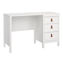 Barcila Wooden Computer Desk With 3 Drawers In White