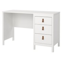 Barcila Wooden Computer Desk With 3 Drawers In White