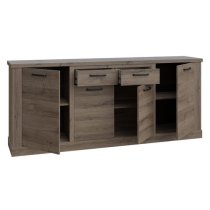 Calgary Wooden Sideboard With 4 Doors 2 Drawers In Tabak Oak