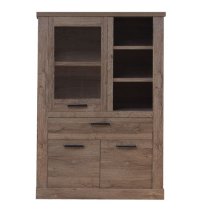 Calgary Wooden Display Cabinet With 3 Doors In Tabak Oak