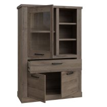 Calgary Wooden Display Cabinet With 3 Doors In Tabak Oak