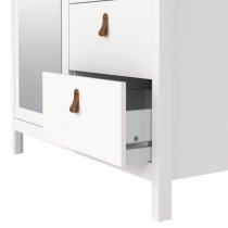 Barcila Mirrored Wooden Wardrobe 2 Doors 2 Drawers In White