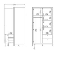 Barcila Mirrored Wooden Wardrobe 2 Doors 2 Drawers In White