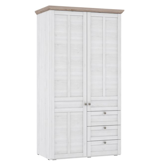 Iloppa Wooden Wardrobe With 2 Doors In Nelson Oak And Snowy Oak