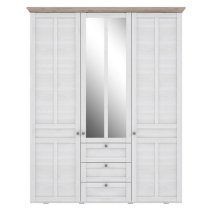 Iloppa Mirrored Wardrobe With 3 Doors In Nelson Oak And Snowy Oak