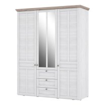 Iloppa Mirrored Wardrobe With 3 Doors In Nelson Oak And Snowy Oak